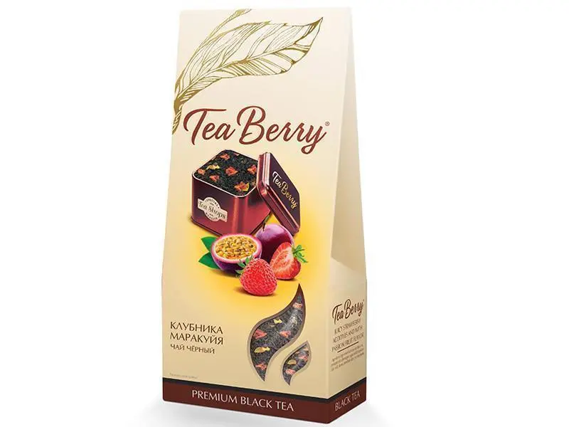 Чай Tea Berry чёрный «Сочная клубника со вкусом маракуйи» 100 г листовой